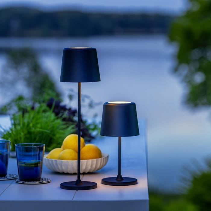 KAAMI BRILLIANT LED-tafellamp, zwart, oplaadbaar, 3000K, 310lm, IP44