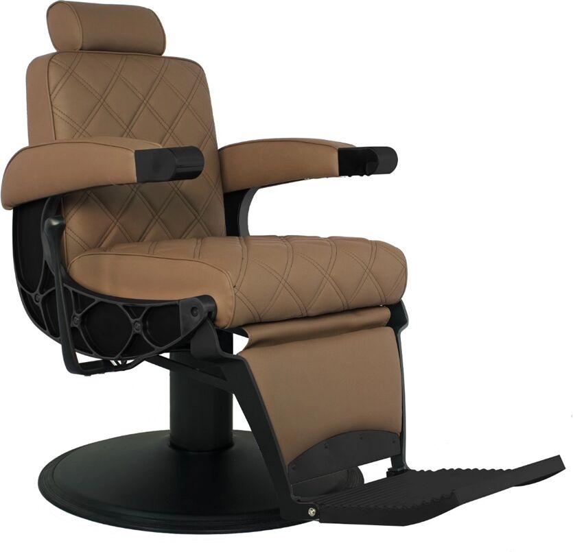MUDI Poltrona da parrucchiere uomo Barber Shop Professionale HAWK di Poltrona da Barbiere Reclinabile Beige