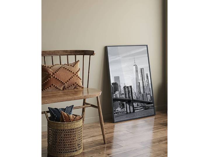 Bild Brooklyn Bridge Rahmen: Buche Massiv, lackiert Abdeckung: Acrylglas Multicolor 63 x 83cm