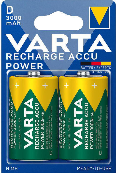 Piles rechargeables Ni-MH Accu Power 2x1,5 V LR20 3000 mAh VARTA 56720101402