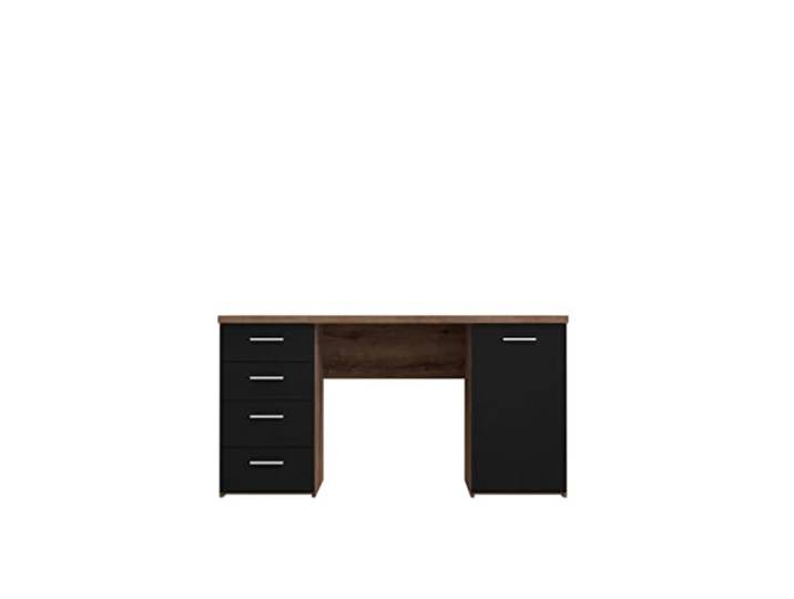 FORTE Net 106 Schreibtisch mit 4 Schubladen und 1 Tür, Holzwerkstoff, Schlammeiche kombiniert mit Schwarzeiche Dekor, 145 x 60 x 76.3 cm