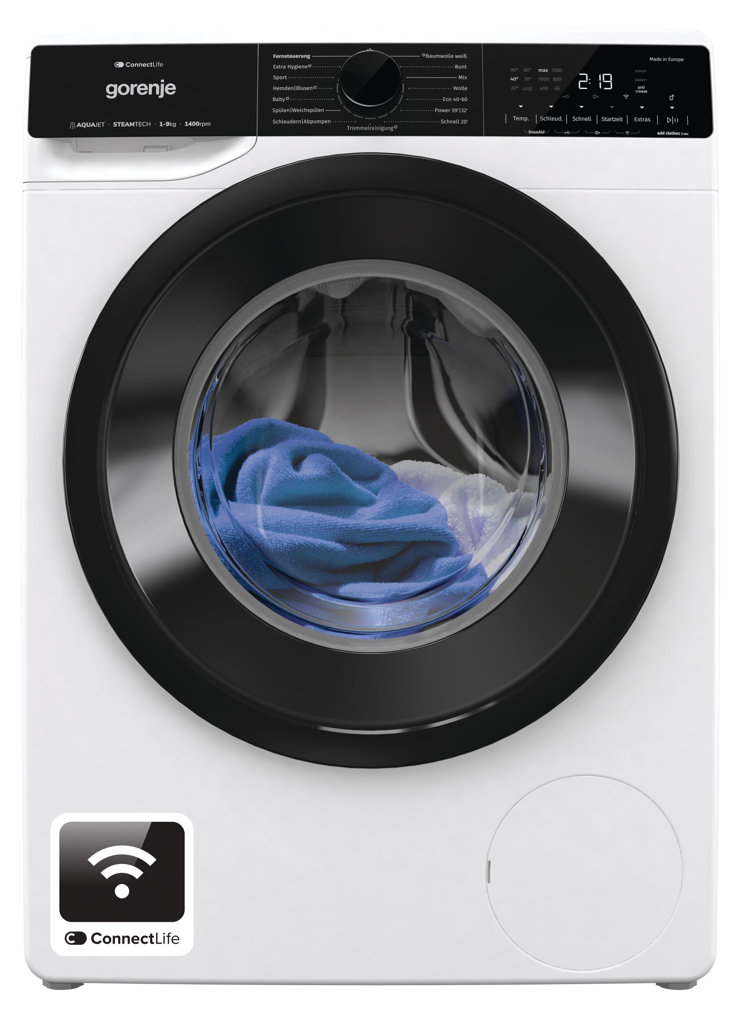 Gorenje WPNA94A1TS Waschmaschine, 9 kg, ConnectLife, 15 Programme