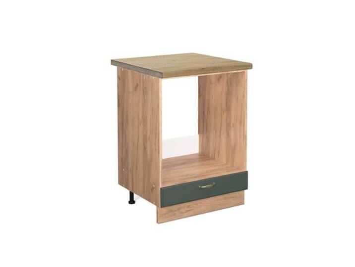 Vicco Herdumbauschrank Fame-Line, Grün-Gold Landhaus, 60 cm MDF-Front · Arbeitsplatte Eiche · Höhenverst. Füße · Metallgriffe · Einfache Integration