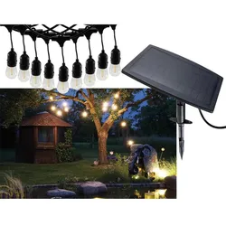 ChiliTec Biergarten-Lichterkette "CT-BGL 10Solar" 2m + 4,5m, 10x Filament Led Lampe, IP44