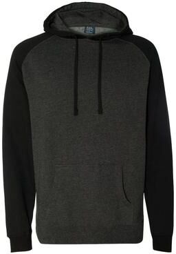 Independent Trading Co. IND40RP Raglan Hooded Sweatshirt in Charcoal Heather/Black size Small   Cotton/Polyester Blend IND40R, IND40RPJ1