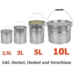 10Ltr. Leereimer mit Henkel Weissblech blank inkl. Deckel Ø250mm, H=280mm