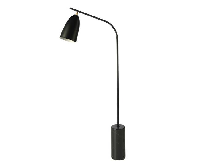 Angel Cerda Stehleuchte aus schwarzem Marmor und Edelstahl, 147 cm, Schwarz, Metall, Essen/Getränk, Formgebogen, E27, 62x147x15 cm, Lampen & Leuchten, Innenbeleuchtung, Stehlampen