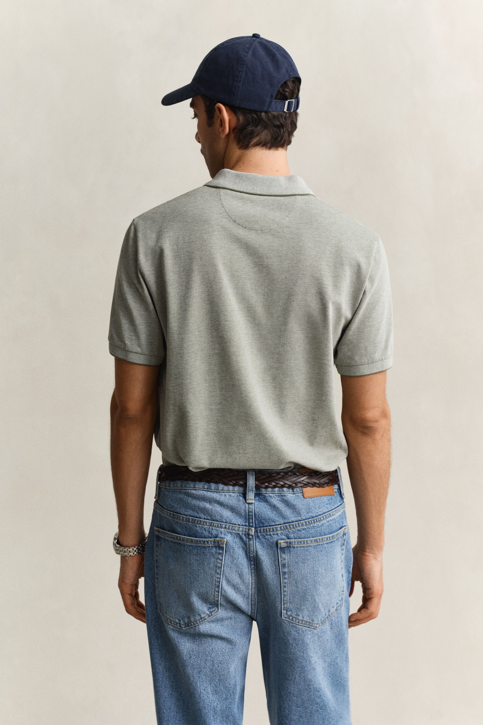 Poloshirt GANT "2 TONE", Herren, Gr. XL, grau (dry herb grün), Jersey, Obermaterial: 100% Baumwolle, unifarben, regular fit normal, Rundhals, eingesetzt gerader Abschluss, Shirts Poloshirt, Regular fit mit Polokragen dry herb grün XL