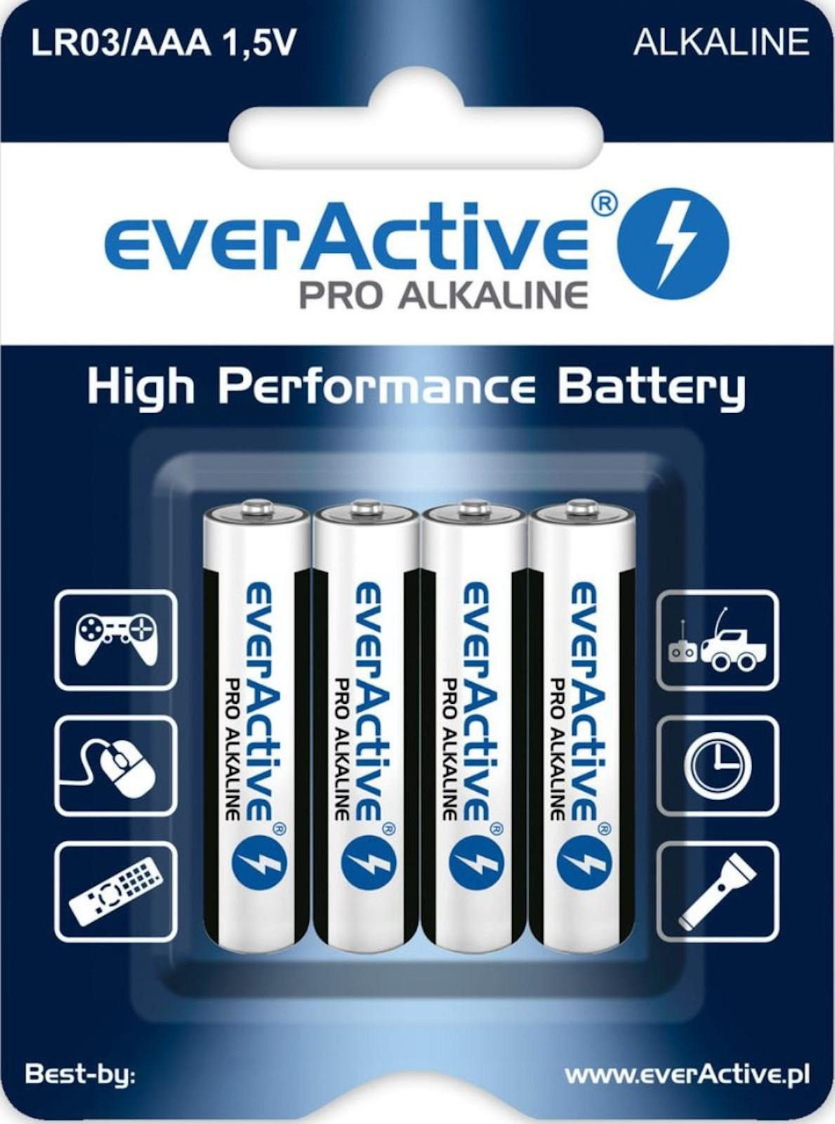 everActive Pro Alkaline batterijen AAA / LR03, 4 stuks