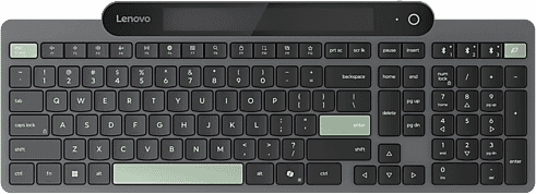 Teclado inalámbrico - Lenovo Bluetooth autorecargable con luz natural Profesional, Negro