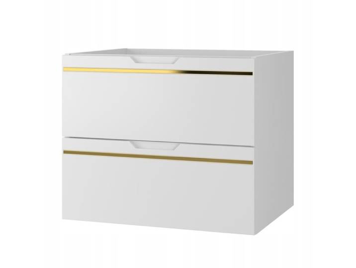 Meuble sous vasque suspendu ESPERO blanc 60 cm - bande décorative dorée