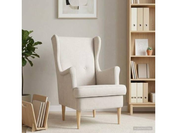 YUTAASU Cream Fabric Armchair Modern Lounge Chair Stable Metal Frame, Wood Legs, Removable Cushion, Easy Care, for Bedroom Living Room