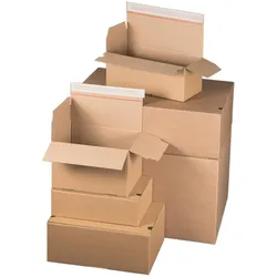 VEPATIM 10x Schnellaufrichtekarton 350x256x135mm Selbstklebeverschluss Aufreißfaden Automatikboden braun - Schuhkarton