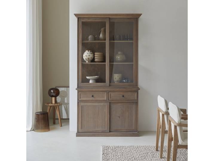 Geschirrschrank aus massivem Kiefernholz 120 cm - Natur - Pine
