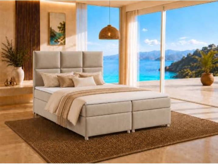 Best For Home Trinity K13 Boxspringbett mit Bettkasten Matratze und Topper Boxspring bett 160x200 mit 7-Zonen-Federkernmatratze, integriertem Stauraum, 5 cm Topper und robustem Trinity-Stoffbezug.