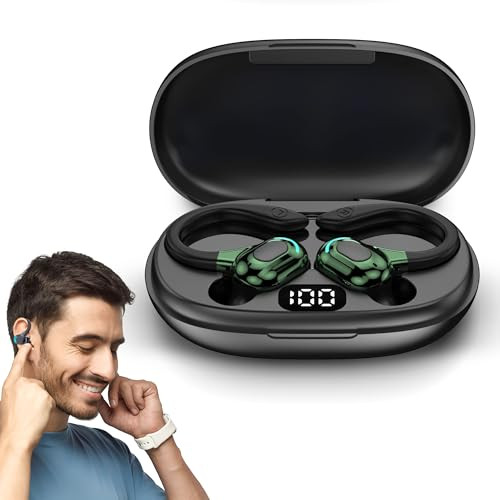 DOMIKIT Draadloze Bluetooth 5.2 hoofdtelefoon met 8D-stereogeluid en geïntegreerde microfoon