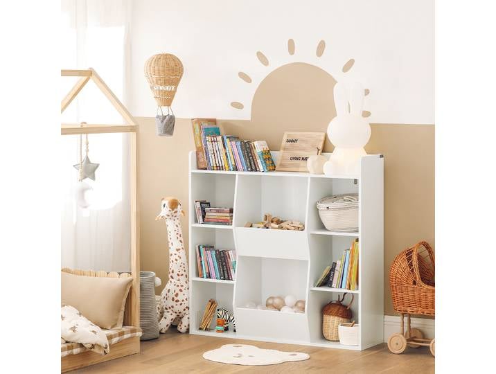 SoBuy KMB55-W étagère pour enfants, étagère pour enfants, étagère de rangement avec 8 compartiments ouverts, étagère pour jouets, étagère autoportante, étagère