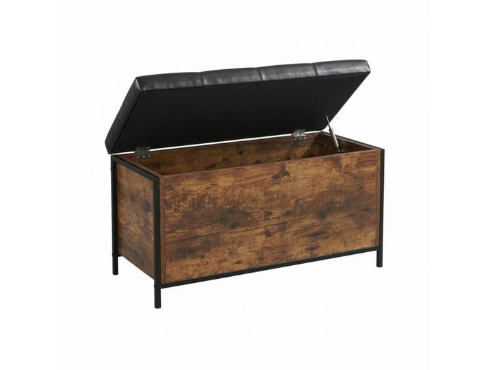 Relaxdays Sitzbank Dunkelbraun Schwarz Stauraum, Mehrfarbig, Kunststoff, 80x50x40 cm, Esszimmer, Bänke, Sitzbänke