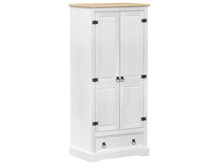 HKQWPBF Kleiderschrank Weiß 76 x 50 x 170 cm Massives Kiefernholz Schlafzimmer Aufbewahrung, rustikaler Landhausstil, mattes Finish, robuste Konstruktion, feuchtes Tuch Reinigung