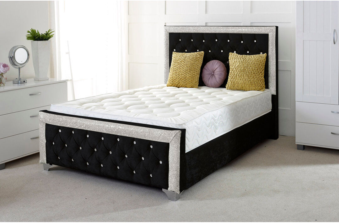 Mercer41 Carley Upholstered Bed Black Double (4'6)