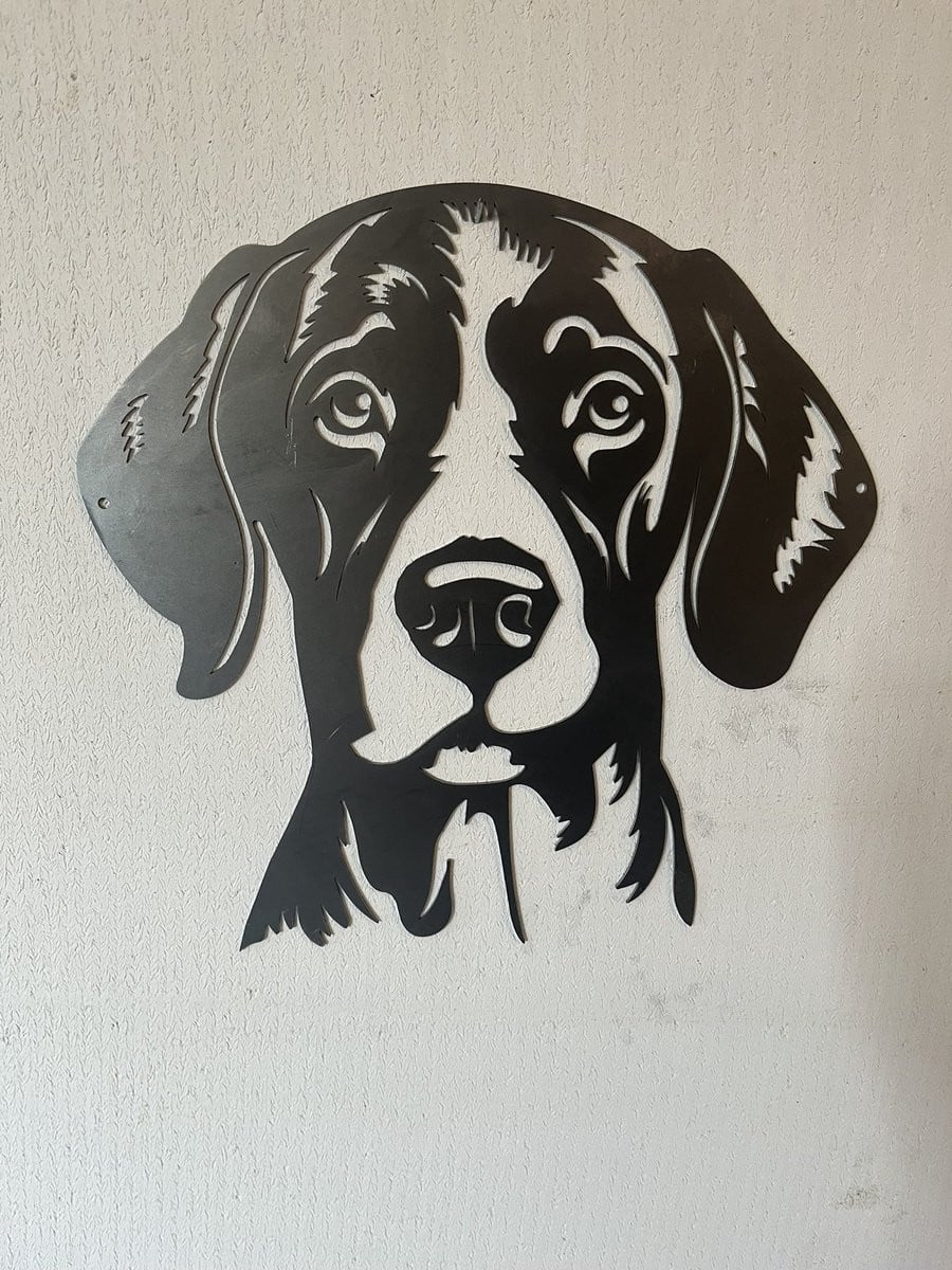 Wanddecoratie Duitse staande korthaar metalen hond van Cortenstaal