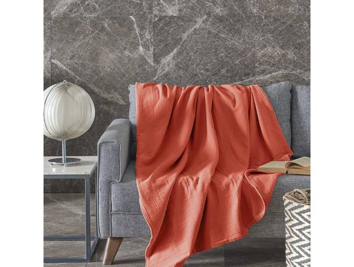Plaid gaze de coton terracota 130x170 cm