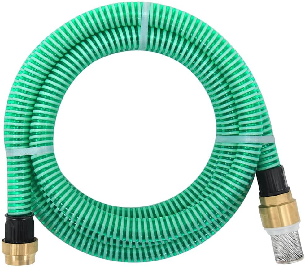 vidaXL Mangueira de sucção com conectores de latão 1,1" 3 m PVC verde Verde