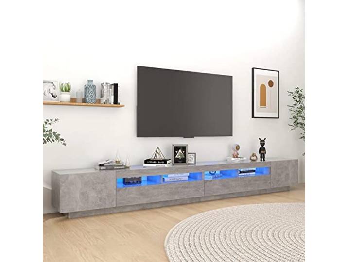 SECOLI tv Schrank led 300cm TV Lowboard mit LED TV Board Fernsehschrank TV-Schrank TV-Kommode tv Bank tv Möbel Sideboard für Wohnzimmer Schlafzimmer Möbel-Betongrau-300x35x40 cm