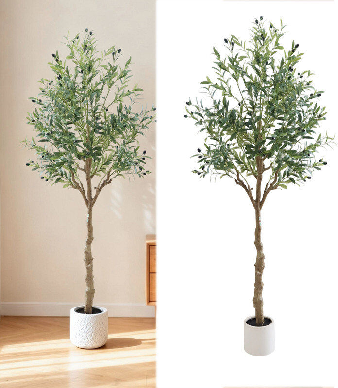The Seasonal Aisle Faux Olive Tree Plant Green 180 cm x 18 cm