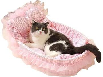 Uplift Treasures Cute Lace Trimmed Princess Pet Sofa Bed pink 23.62 15.75 In