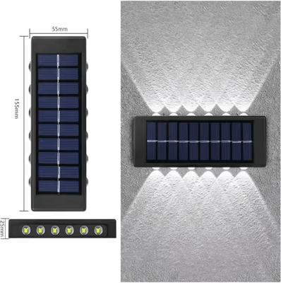 Inspire Curations 16 LED Solar Wall Lights Up And Down Waterproof Garden Lights 12led white 1pc