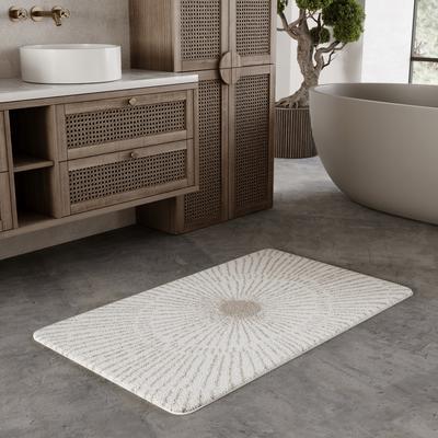 Badematte WECON HOME BASICS "Jasbeer", weiß (weiß beige), H:15mm, Polyester, Badematten, Badematte, waschbar, rutschfest, strapazierfähig, pflegeleicht mit Linien Design