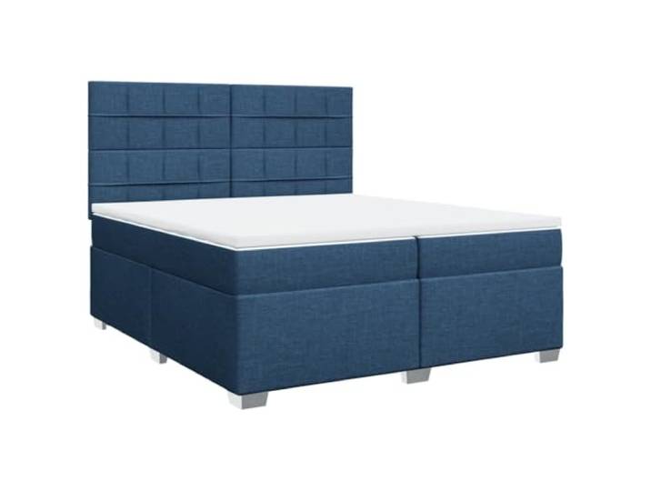 KKgypkn Boxspringbett mit Matratze Blau 200x200 cm Stoff, höhenverstellbares Kopfteil, Taschenfederkernmatratze mit Lattenrost