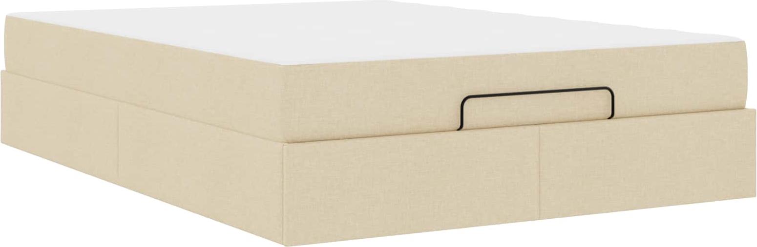 Bettgestell mit Matratze 2 pcs Creme Stoff