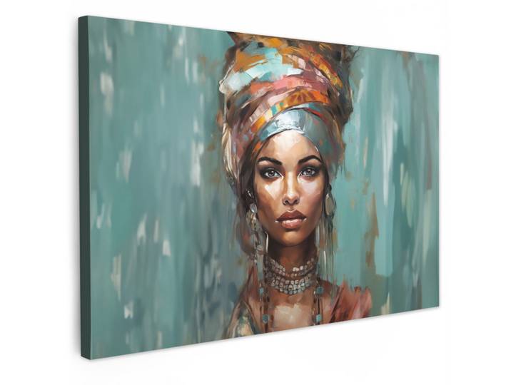 LEINWANDBILD Frau - Kunst - Schmuck - Porträt Gemälde 60x40 cm