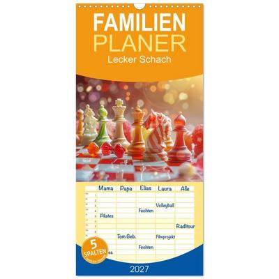 Familienplaner 2027 - Lecker Schach mit 5 Spalten (Wandkalender, 21 x 45 cm) CALVENDO
