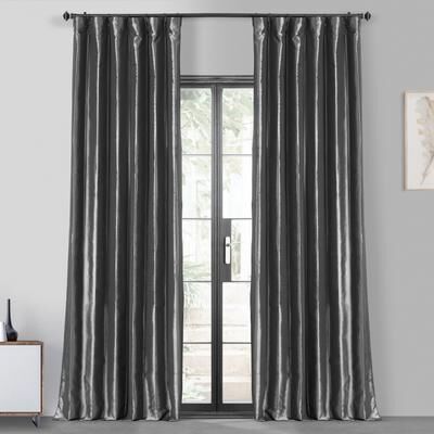 Exclusive Fabrics Exclusive Fabric Faux Silk Taffeta Solid Blackout Curtain (1 Panel)