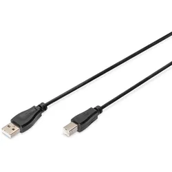 DIGITUS USB Anschlusskabel, Typ A - B St/St, 1.8m, USB 2.0 geeignet, sw