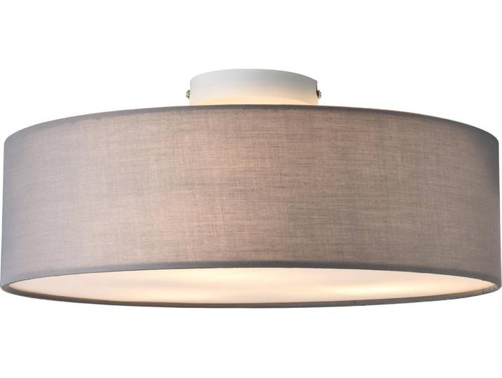 Deckenleuchte Omaha 3 x E27 Deckenlampe 3-Flammig Durchmesser 45 cm Kunststoff Textiloptik Organza Grau/Weiß [lux.pro]