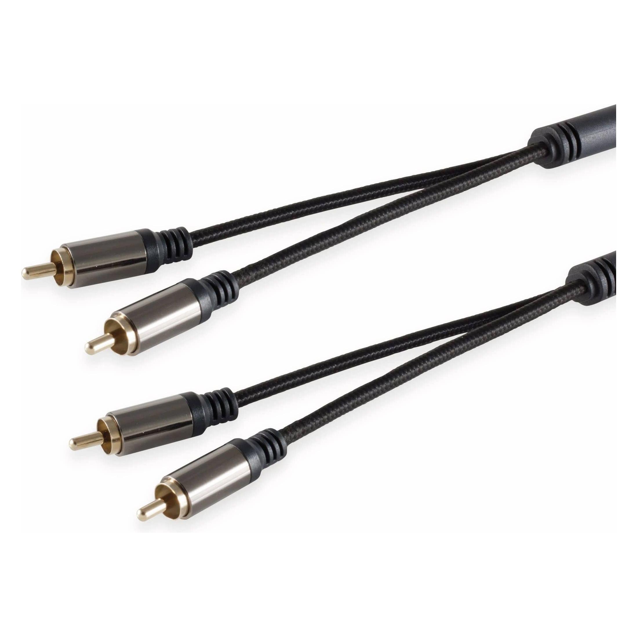 Black Cotton Cinchkabel, Stereo, 5,0 m, schwarz (20-41055)