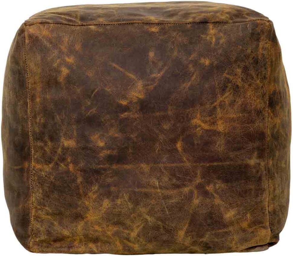 Wanderlust deco Puff de cuero marrón 45x45x45h cm