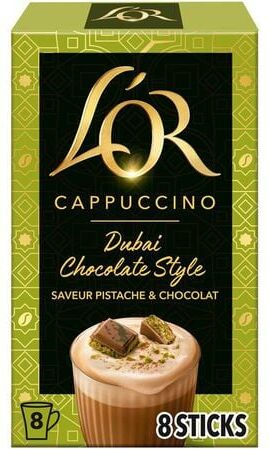 lOr L'or Espresso - Löslicher Kaffee – Cappuccino Dubai Chocolate Style - 8 Sticks - MaxiCoffee