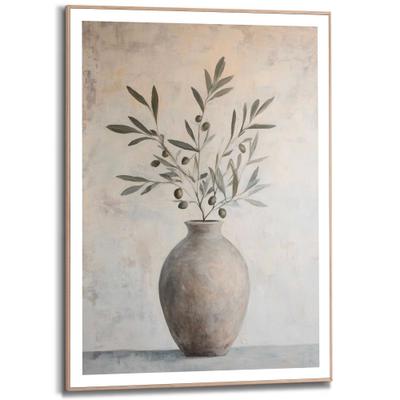 Poster REINDERS "Oliven auf Vase", grün (farbe bild(er): grün), B:50cm H:70cm T:2,2cm, Bilder, Poster, Wohnzimmer - Grün - MDF - Abstrakt - 50x70 cm