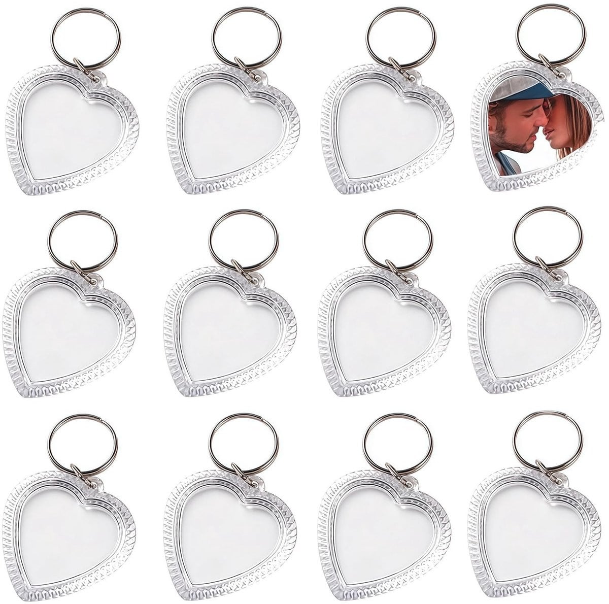 Golden Crown Transparante Acryl Sleutelhangers Hartvorm DIY Fotohangers