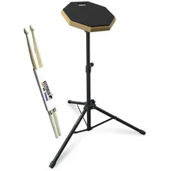 keepdrum Übungspad DP-BK8 schwarz 8 Zoll mit Stativ und Drumsticks 1 Paar, Schlagzeug Zubehör, Schwarz