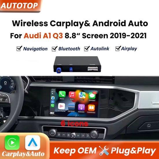 CarPlay Android Auto Modul - Für Audi A1 Q3, 8,8-Zoll-Display - Kabellos und kabelgebunden - Bluetooth 5.0 - GPS-Navigation - Unterstützung für Originalkamera