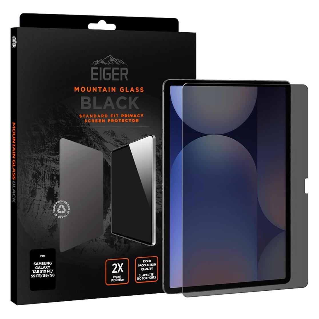 Eiger Privacy Sichtschutz-Glas Standard Fit Mountain Glass Tablet Black (1 Stk., Samsung Galaxy Tab S7, Samsung Galaxy Tab S8, Samsung Galaxy Tab S9, Samsung Galaxy Tab S9 FE) (EGMSP00329)