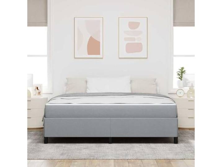 KTHLBRH Bett hellgrau 180 x 200 cm Stoff Struktur aus Holz, Taschenfederkernmatratze, feste Latten, Verwendung im Innenbereich