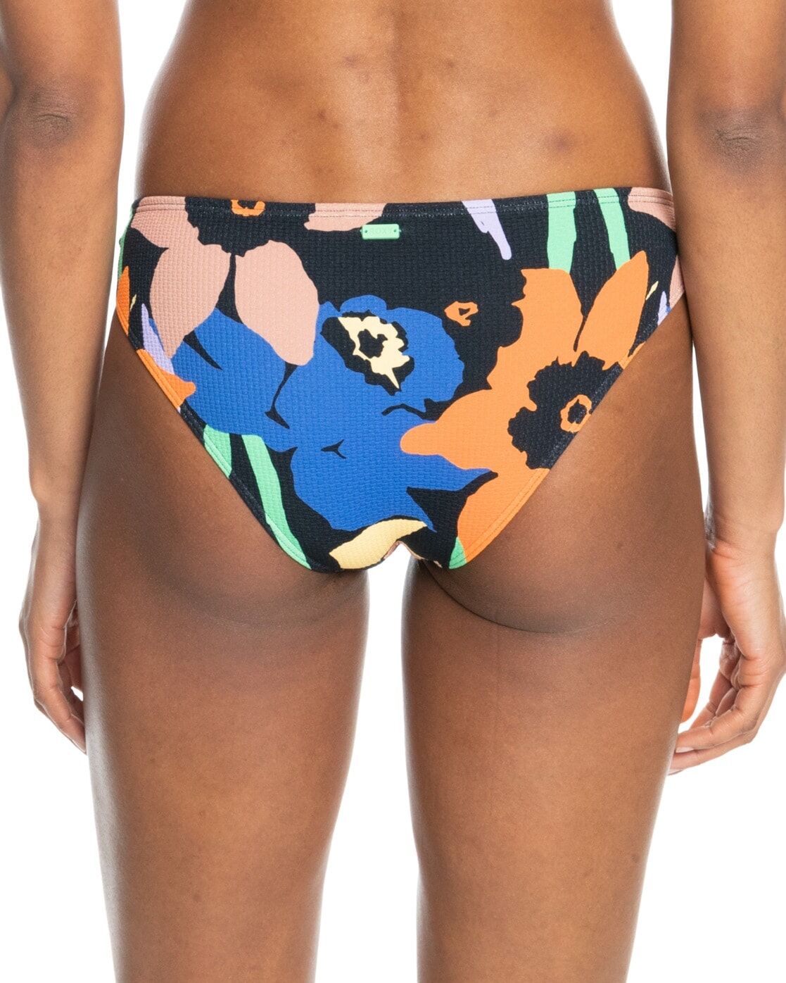 Bikini-Hose ROXY "Color Jam", Damen, Gr. M, schwarz (anthrazit flower jammin), Obermaterial: 93% Nylon, 7% Elasthan., Badehosen Bikini-Hose anthrazit flower jammin M