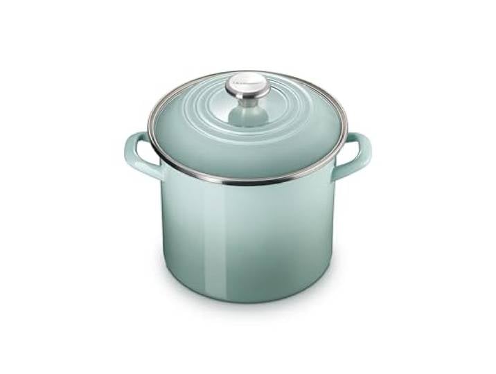 Le Creuset Traditioneller Suppentopf aus Emaille auf Stahl, 7,6 l, Meersalz mit Edelstahlknauf